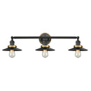 Railroad Bath Vanity Light shown in the Matte Black finish with a Matte Black shade
