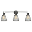Chatham Bath Vanity Light shown in the Matte Black finish with a Clear shade