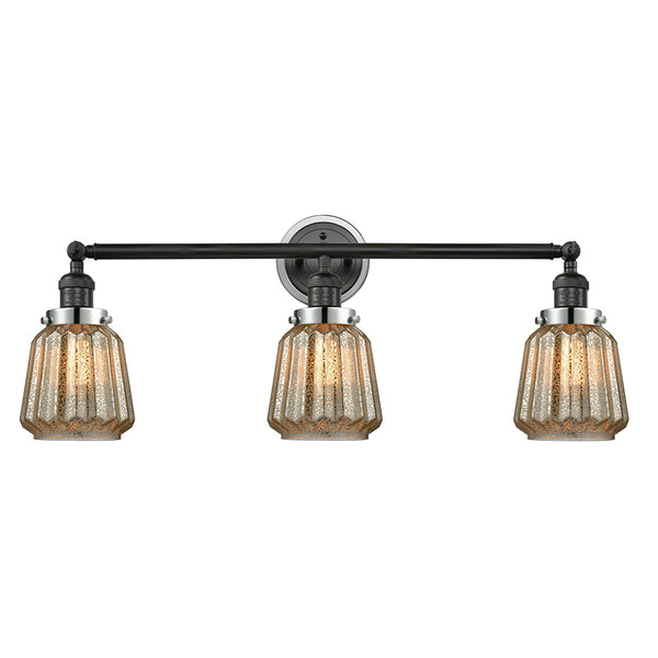 Chatham Bath Vanity Light shown in the Matte Black finish with a Mercury shade