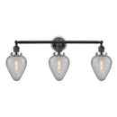 Geneseo Bath Vanity Light shown in the Matte Black finish with a Clear Crackled shade