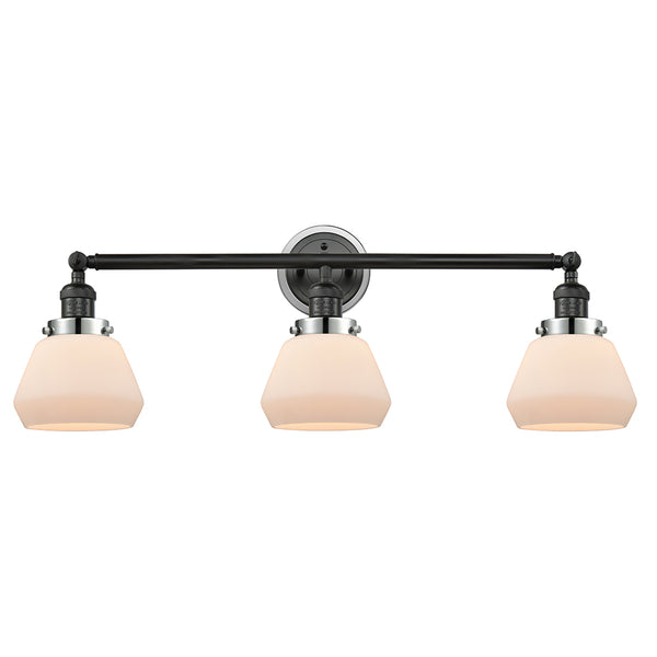 Fulton Bath Vanity Light shown in the Matte Black finish with a Matte White shade