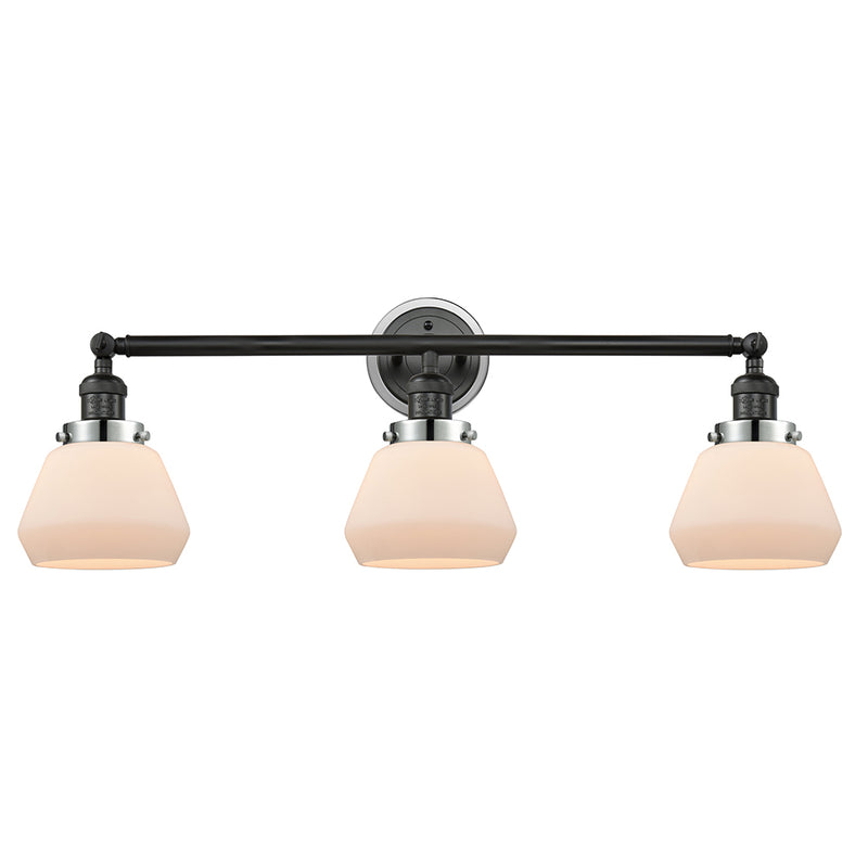Fulton Bath Vanity Light shown in the Matte Black finish with a Matte White shade