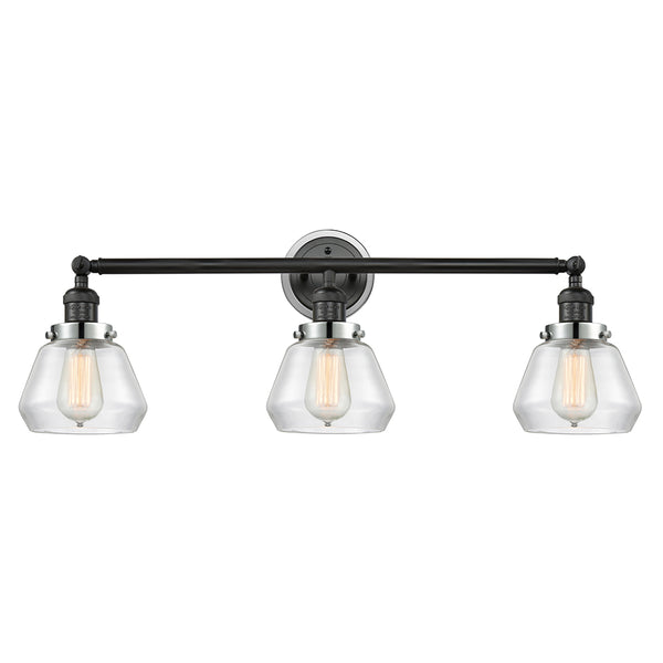 Fulton Bath Vanity Light shown in the Matte Black finish with a Clear shade
