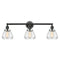 Fulton Bath Vanity Light shown in the Matte Black finish with a Clear shade