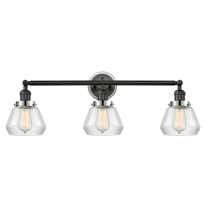 Fulton Bath Vanity Light shown in the Matte Black finish with a Clear shade