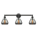 Fulton Bath Vanity Light shown in the Matte Black finish with a Plated Smoke shade