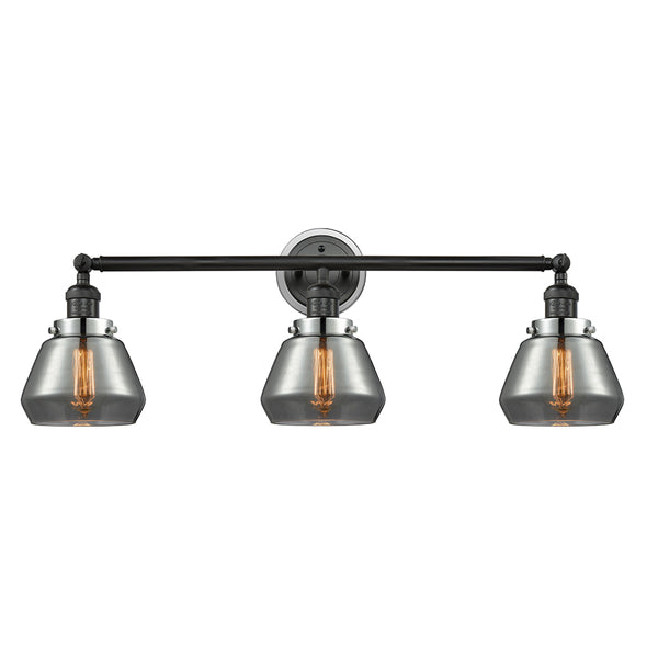 Fulton Bath Vanity Light shown in the Matte Black finish with a Plated Smoke shade