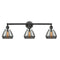 Fulton Bath Vanity Light shown in the Matte Black finish with a Plated Smoke shade