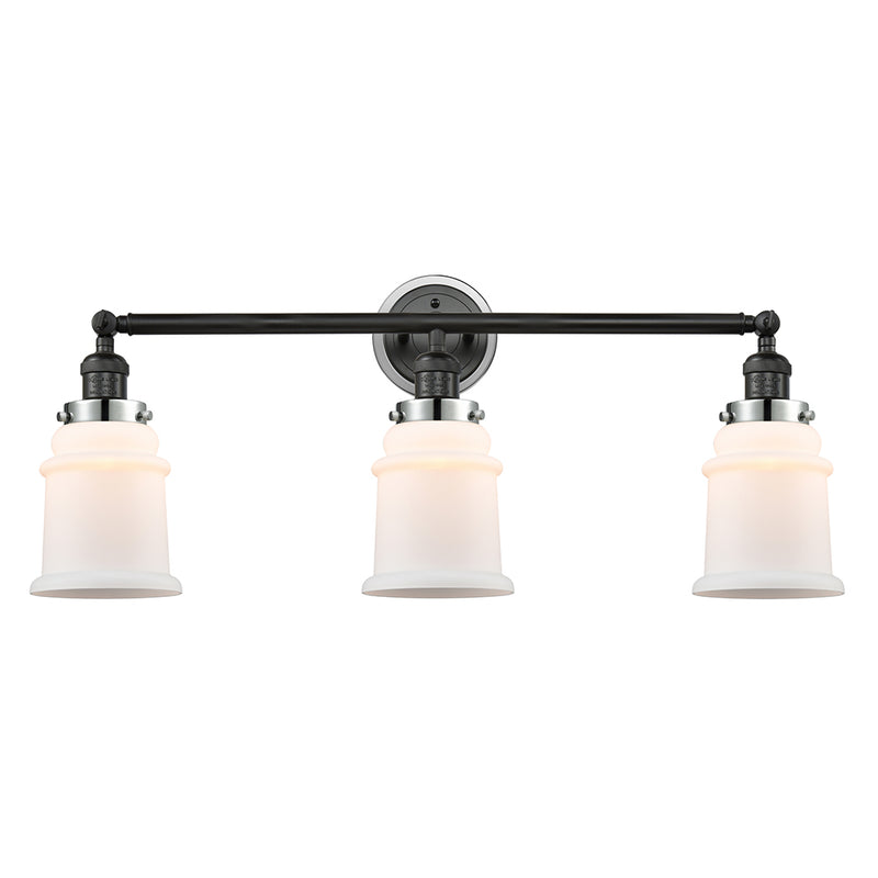 Canton Bath Vanity Light shown in the Matte Black finish with a Matte White shade