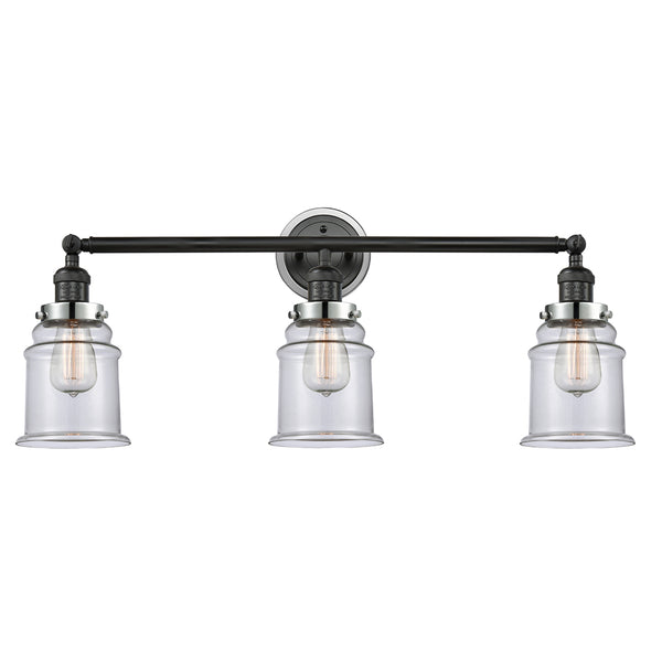 Canton Bath Vanity Light shown in the Matte Black finish with a Clear shade