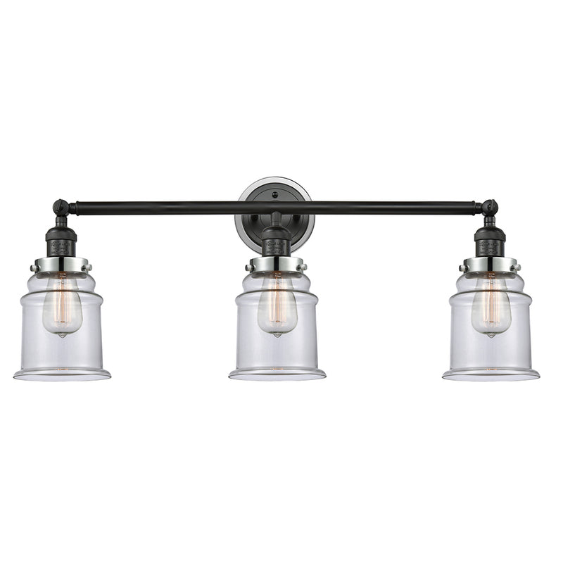 Canton Bath Vanity Light shown in the Matte Black finish with a Clear shade