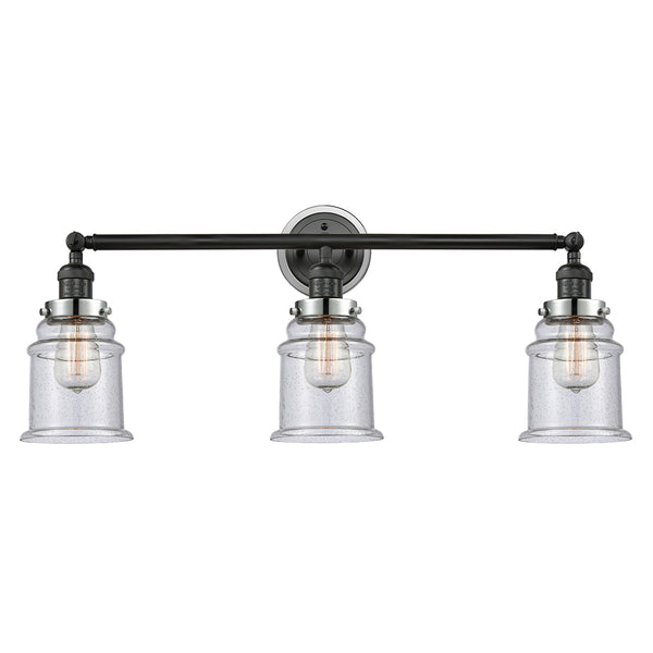 Canton Bath Vanity Light shown in the Matte Black finish with a Seedy shade