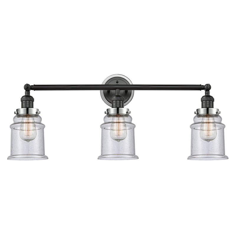 Canton Bath Vanity Light shown in the Matte Black finish with a Seedy shade