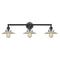 Halophane Bath Vanity Light shown in the Matte Black finish with a Clear Halophane shade