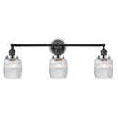 Colton Bath Vanity Light shown in the Matte Black finish with a Clear Halophane shade