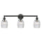 Colton Bath Vanity Light shown in the Matte Black finish with a Clear Halophane shade