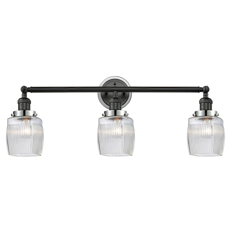 Colton Bath Vanity Light shown in the Matte Black finish with a Clear Halophane shade