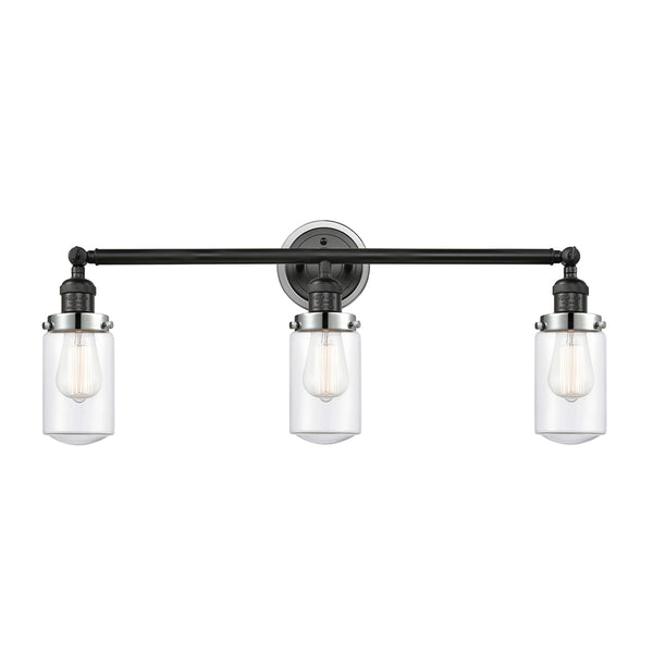 Dover Bath Vanity Light shown in the Matte Black finish with a Clear shade