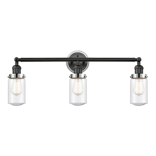 Dover Bath Vanity Light shown in the Matte Black finish with a Seedy shade