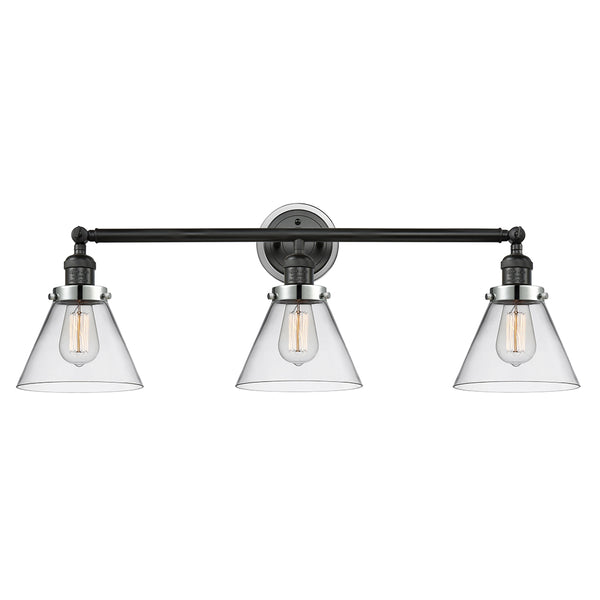 Cone Bath Vanity Light shown in the Matte Black finish with a Clear shade