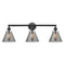 Cone Bath Vanity Light shown in the Matte Black finish with a Plated Smoke shade