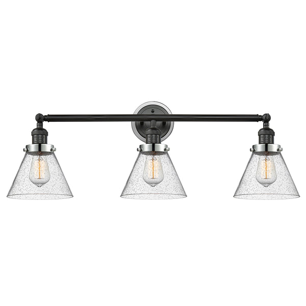 Cone Bath Vanity Light shown in the Matte Black finish with a Seedy shade
