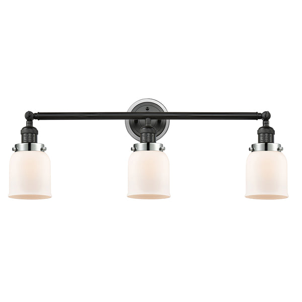 Bell Bath Vanity Light shown in the Matte Black finish with a Matte White shade