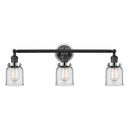 Bell Bath Vanity Light shown in the Matte Black finish with a Clear shade