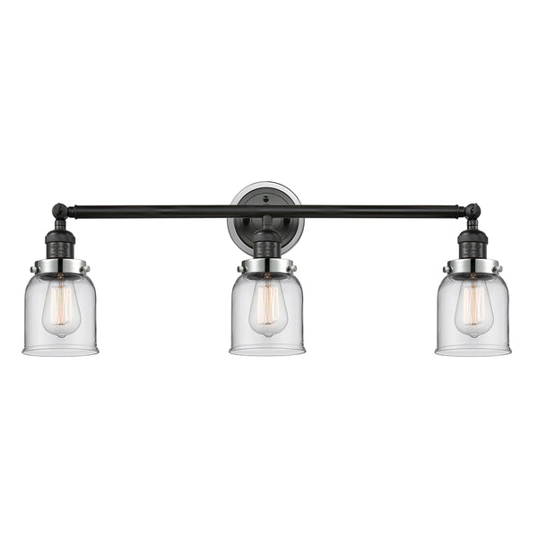 Bell Bath Vanity Light shown in the Matte Black finish with a Clear shade