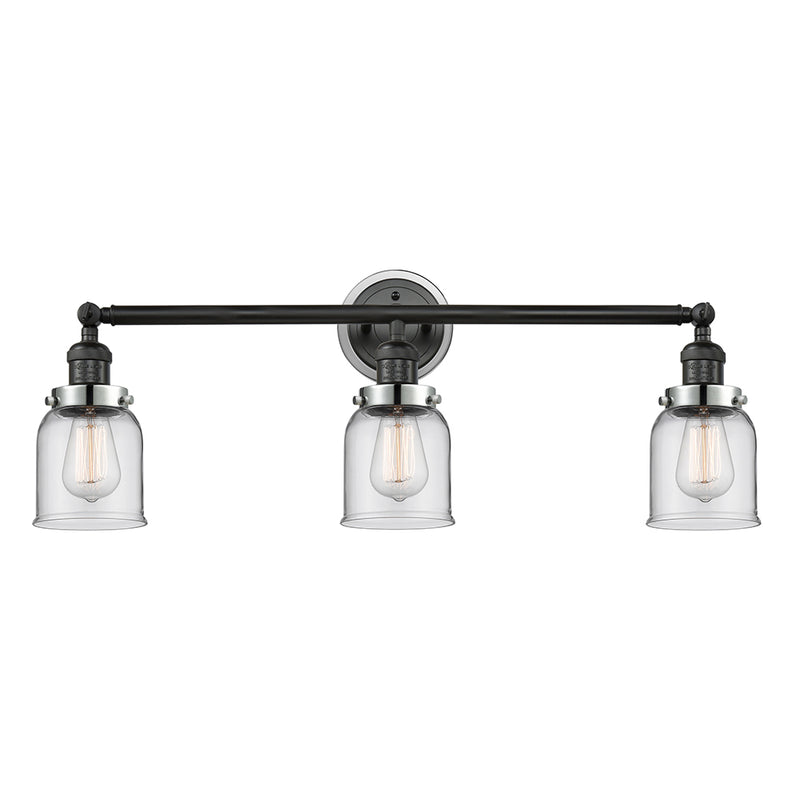 Bell Bath Vanity Light shown in the Matte Black finish with a Clear shade