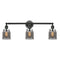 Bell Bath Vanity Light shown in the Matte Black finish with a Plated Smoke shade