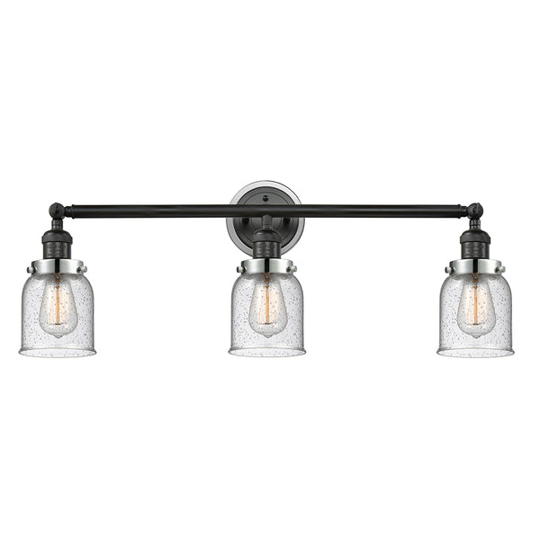 Bell Bath Vanity Light shown in the Matte Black finish with a Seedy shade