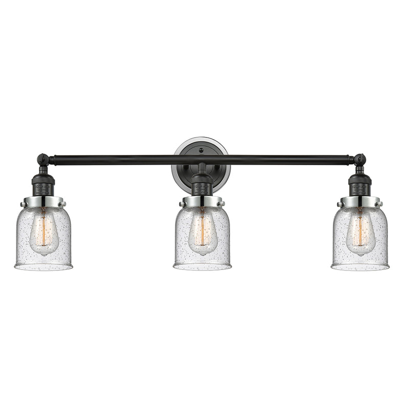 Bell Bath Vanity Light shown in the Matte Black finish with a Seedy shade