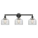 Bell Bath Vanity Light shown in the Matte Black finish with a Clear shade