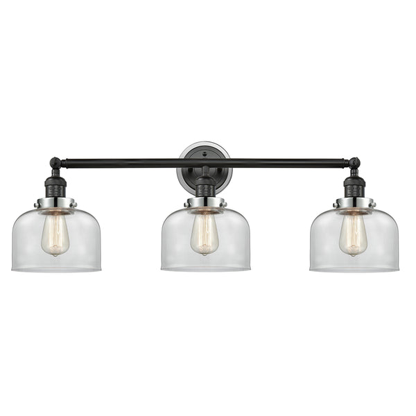 Bell Bath Vanity Light shown in the Matte Black finish with a Clear shade