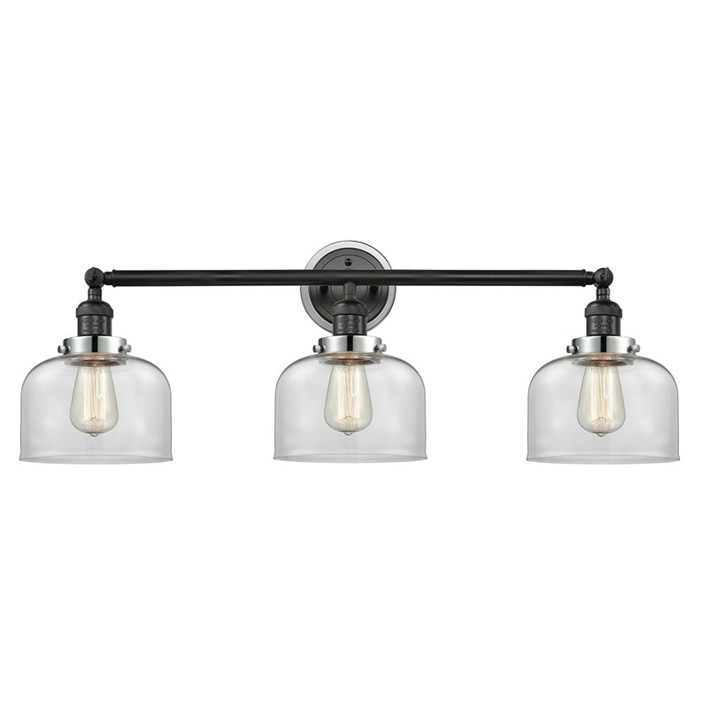 Bell Bath Vanity Light shown in the Matte Black finish with a Clear shade