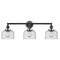 Bell Bath Vanity Light shown in the Matte Black finish with a Seedy shade