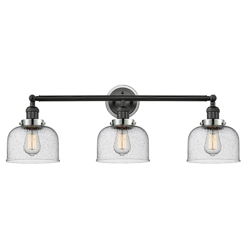Bell Bath Vanity Light shown in the Matte Black finish with a Seedy shade
