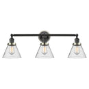 Cone Bath Vanity Light shown in the Matte Black finish with a Seedy shade
