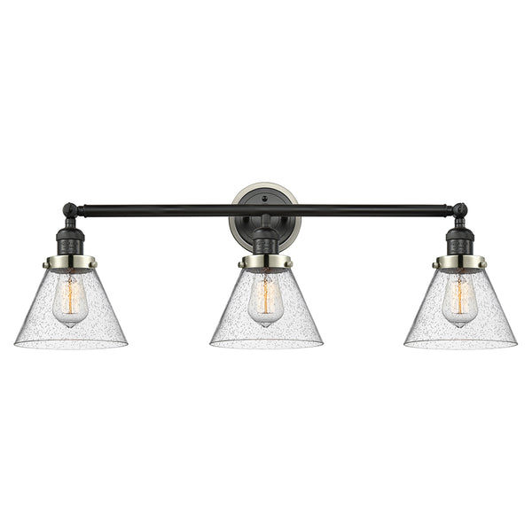 Cone Bath Vanity Light shown in the Matte Black finish with a Seedy shade