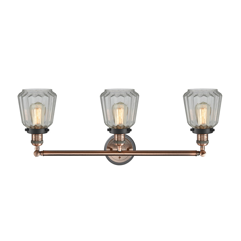 Innovations Lighting Chatham 3 Light Bath Vanity Light Part Of The Franklin Restoration Collection 205BP-ACBK-G142
