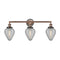 Geneseo Bath Vanity Light shown in the Antique Copper finish with a Clear Crackled shade