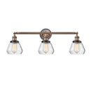 Fulton Bath Vanity Light shown in the Antique Copper finish with a Clear shade