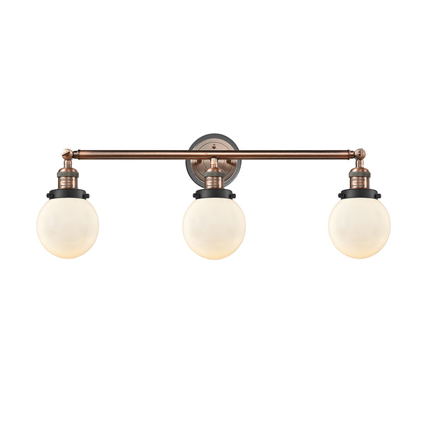 Beacon Bath Vanity Light shown in the Antique Copper finish with a Matte White shade
