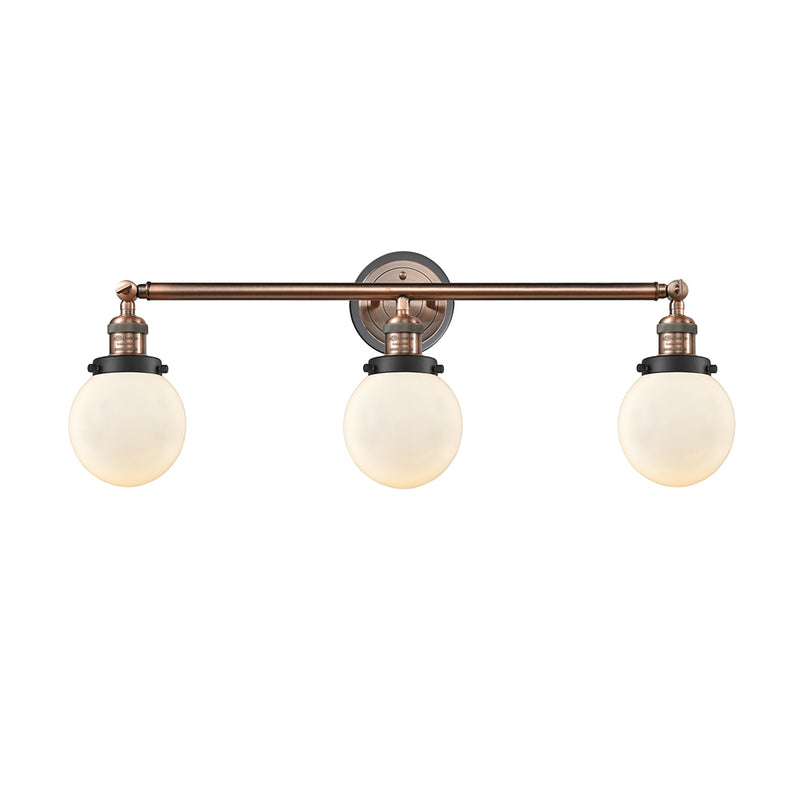 Beacon Bath Vanity Light shown in the Antique Copper finish with a Matte White shade