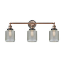 Stanton Bath Vanity Light shown in the Antique Copper finish with a Clear Wire Mesh shade