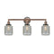 Stanton Bath Vanity Light shown in the Antique Copper finish with a Clear Wire Mesh shade