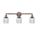 Colton Bath Vanity Light shown in the Antique Copper finish with a Clear Halophane shade