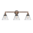 Cone Bath Vanity Light shown in the Antique Copper finish with a Clear shade