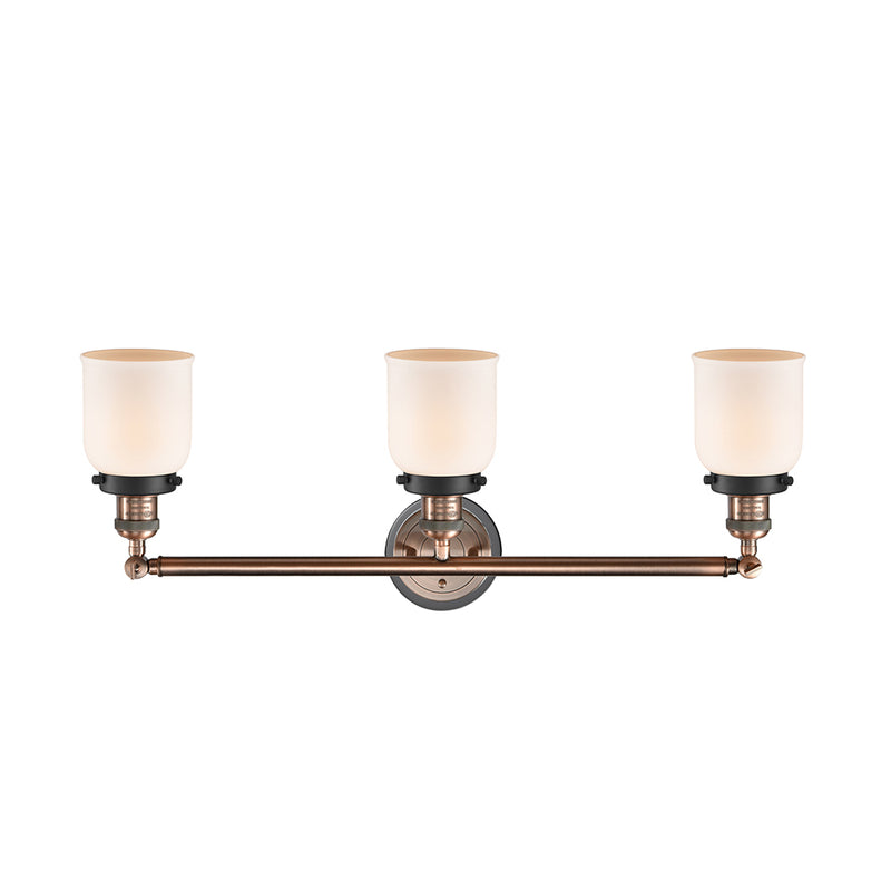 Innovations Lighting Small Bell 3 Light Bath Vanity Light Part Of The Franklin Restoration Collection 205BP-ACBK-G51